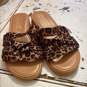 Italian Shoemakers Sandals Womens 7.5 Slide Multcolor Slip On Leopard Open Toe